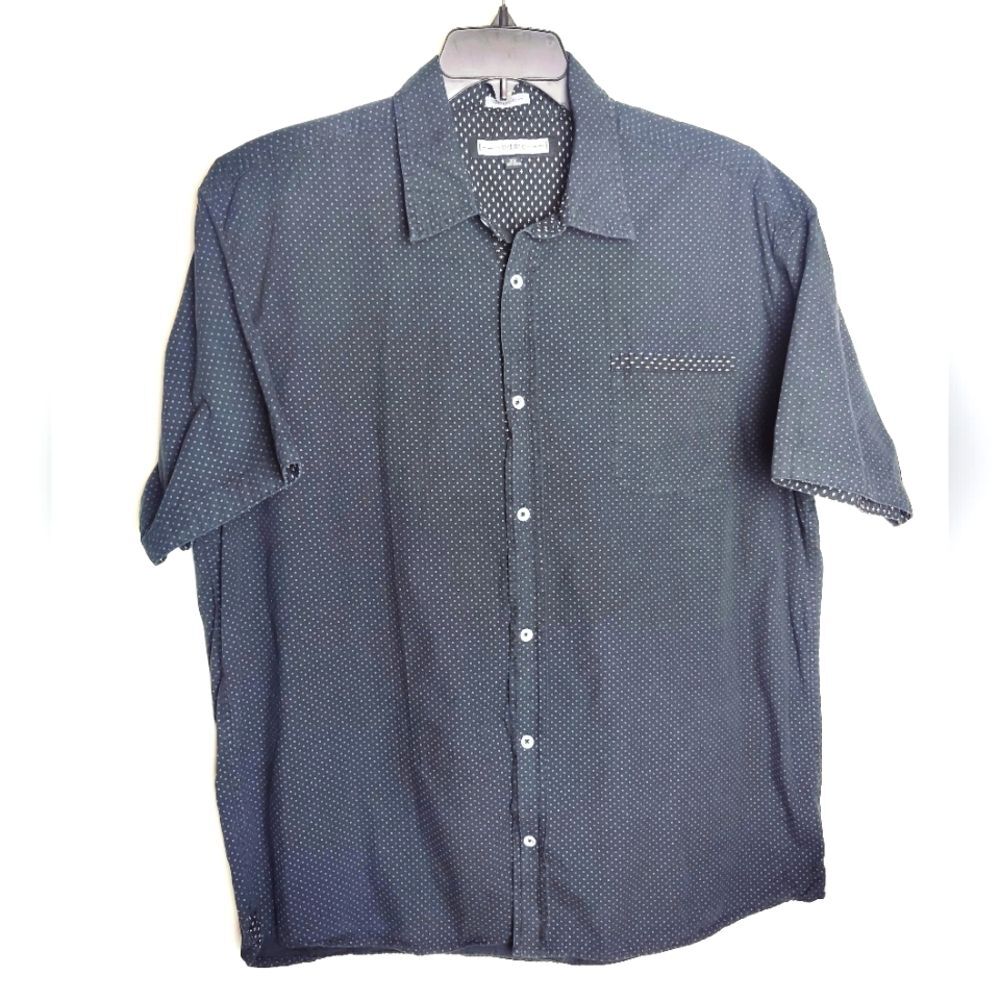 PD&C Men's Classic Fit 100% Cotton Navy Short Sleeve Button Down Shirt, Size 2X